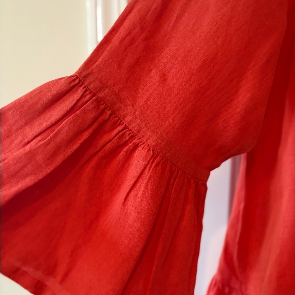 Bryn Walker Womens Flowy Blouse Top Lagenlook 100% Cotton Guazy Red L - Picture 6 of 12